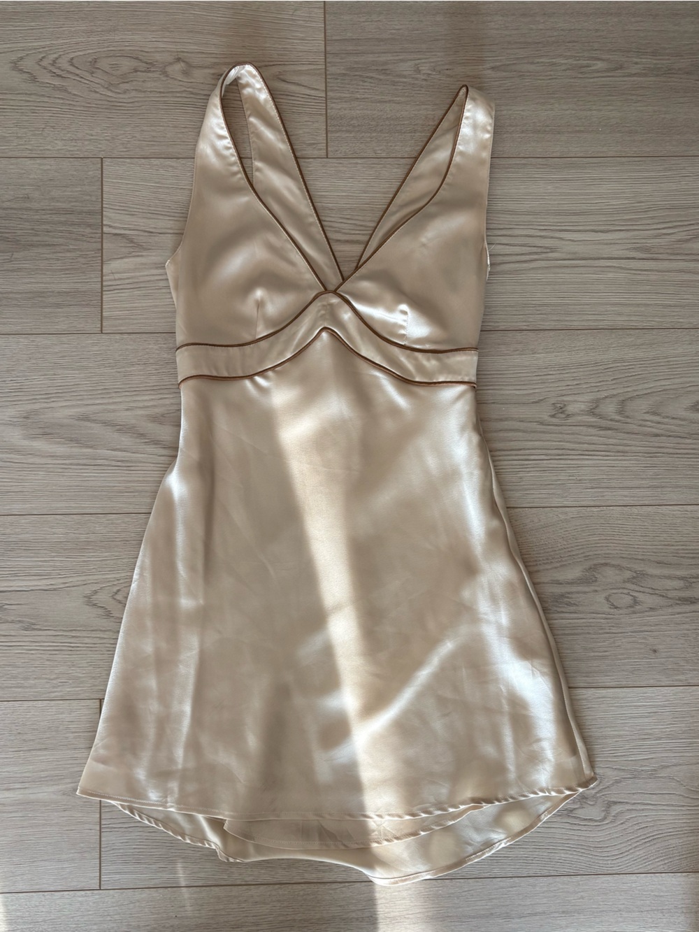 Abercrombie & Fitch Satin Mini Dress in Champagne